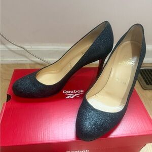 Christian Louboutin grey / black sparkly glitter pumps